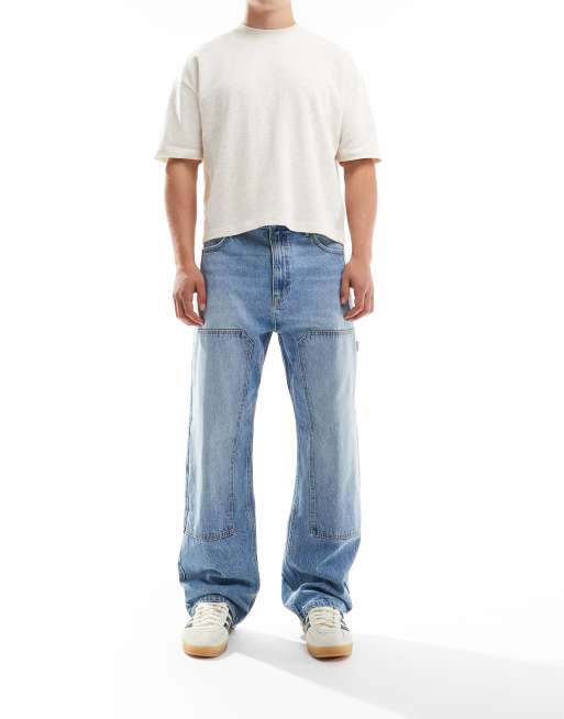 Bershka - Jean style charpentier - Bleu denim 
