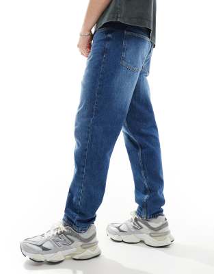 Bershka straight vintage jeans in dark blue - ASOS Price Checker