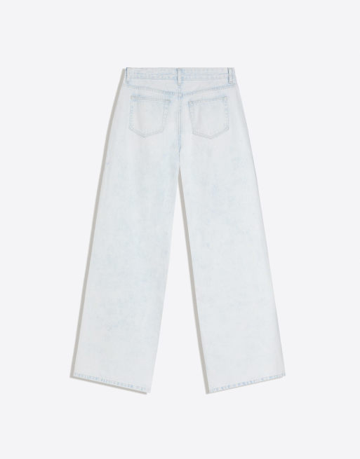 Bershka - Jeans a fondo ampio azzurri a vita bassa, 6 di 6