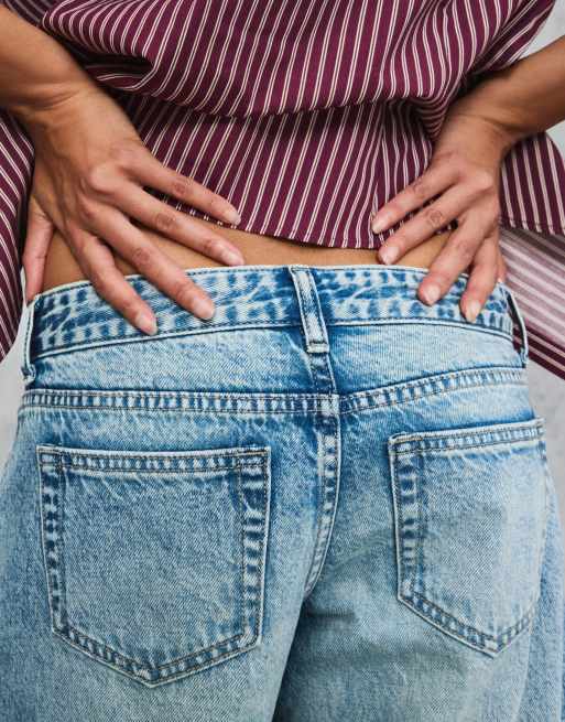 Bershka - Jeans a fondo ampio blu a vita bassa, 5 di 7