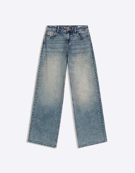 Bershka - Jeans a fondo ampio blu a vita bassa, 6 di 7