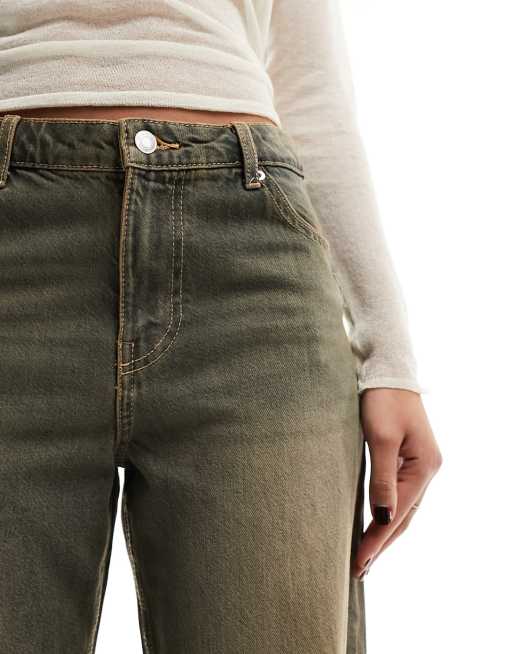 Bershka - Jeans a fondo ampio marrone effetto sporco, 5 di 5