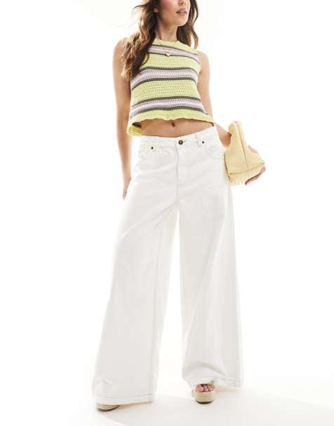 Bershka - Jeans a fondo super ampio bianchi - view 1