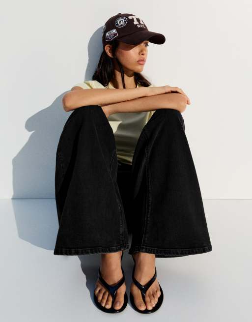 Bershka - Jeans a vita alta neri a fondo ampio, 2 di 5