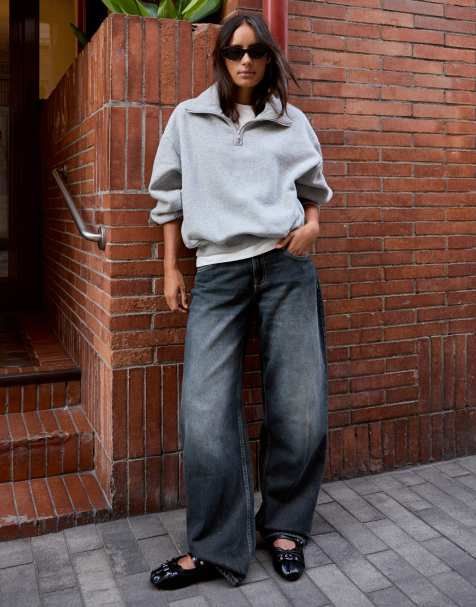 Bershka - Jeans a vita bassa blu navy con gamba cilindrica - view 1