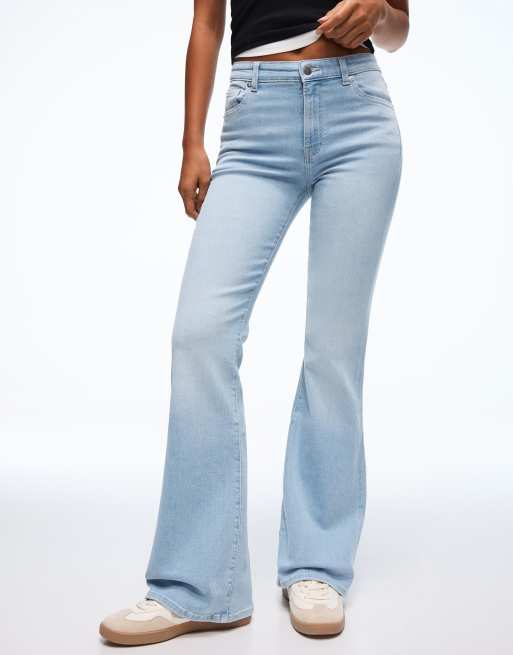 Bershka - Jeans a zampa azzurro chiaro, 4 di 4