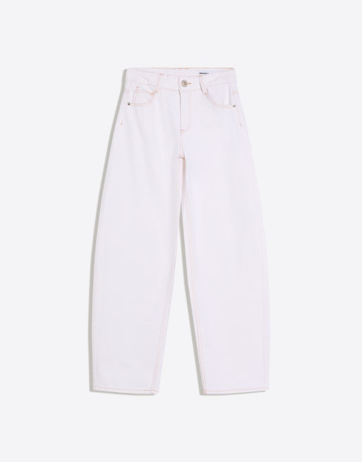 Bershka - Jeans ampi a vita bassa bombati écru, 2 di 4