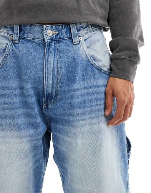 Bershka - Jeans ampi blu medio slavato, 3 di 5