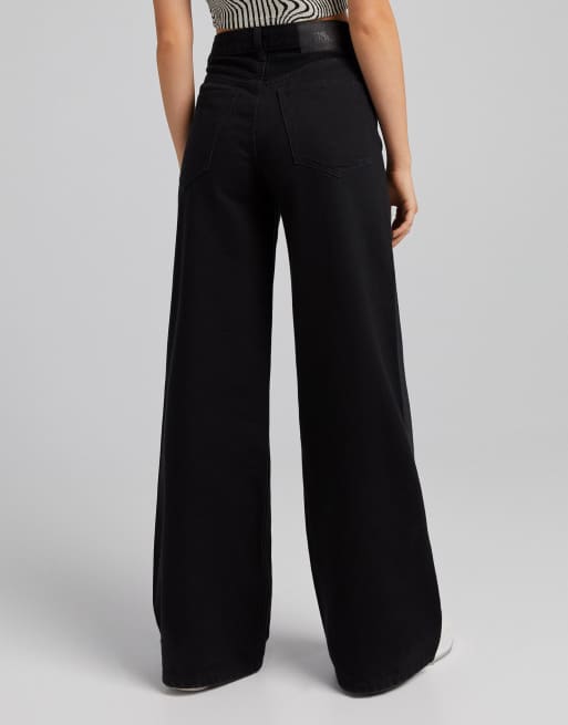 Bershka - Jeans anni '90 con fondo super ampio neri, 2 di 4