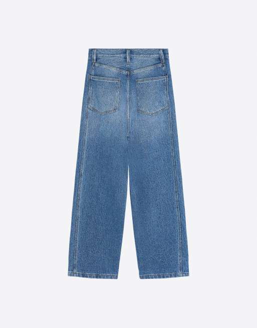 Bershka jeans baggy testurizzati in blu medio, 6 di 6