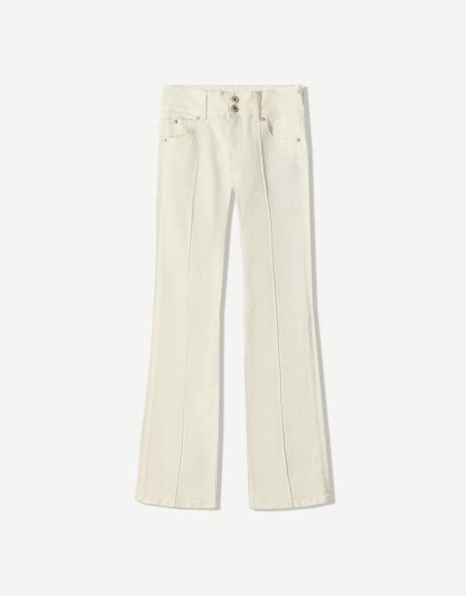 Bershka - Jeans bianchi bootcut a vita bassa, 3 di 4