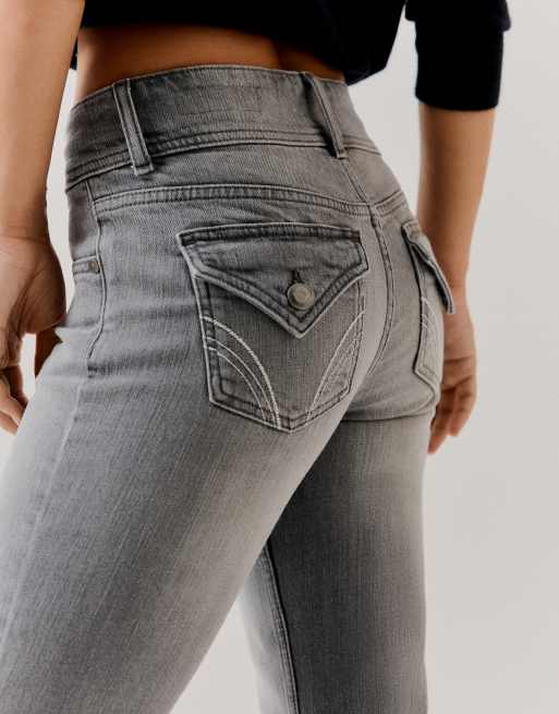 Bershka jeans bootcut grigio chiaro, 4 di 5