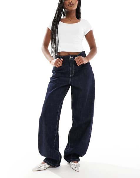 Bershka - Jeans con gamba larga a palloncino lavaggio indaco - view 1