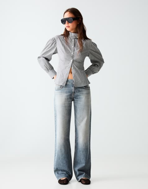 Bershka jeans dritti a vita media blu - view 1