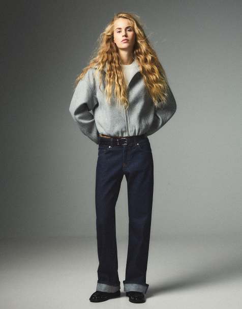 Bershka jeans dritti a vita media blu - view 1