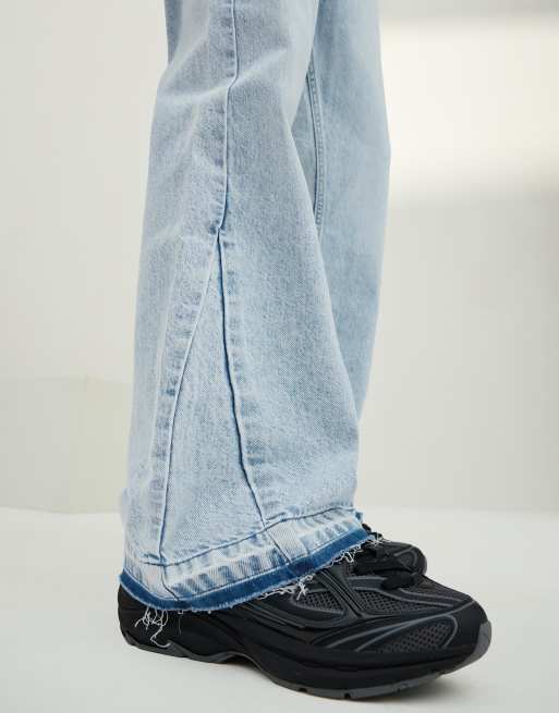 Bershka - Jeans dritti a zampa azzurri, 2 di 4