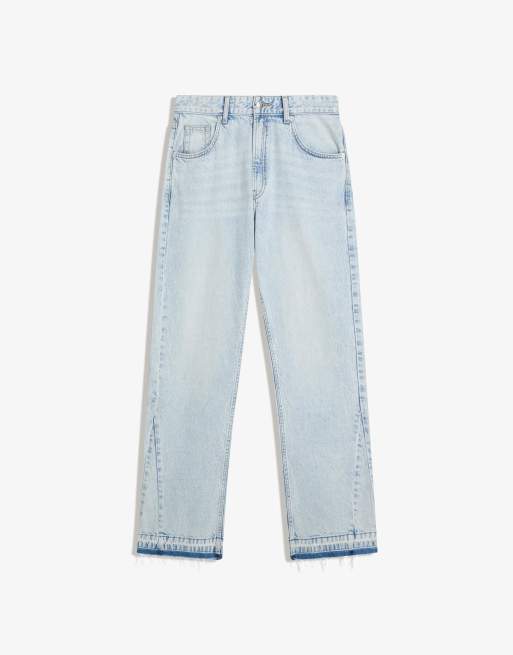 Bershka - Jeans dritti a zampa azzurri, 4 di 4