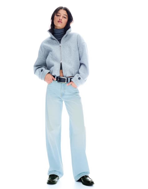 Bershka - Jeans dritti ampi azzurri - view 1