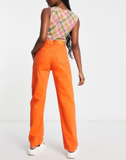 Bershka - Jeans dritti arancione brillante, 2 di 4