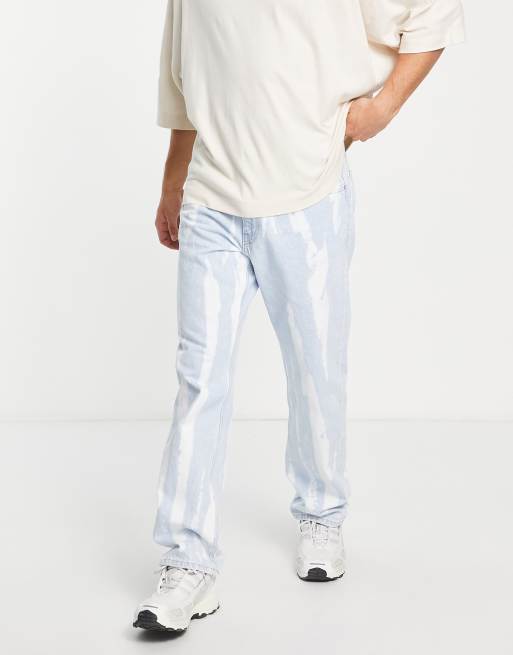 Bershka - Jeans dritti blu tie-dye