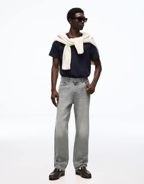 Bershka - Jeans dritti grigio chiaro - view 1