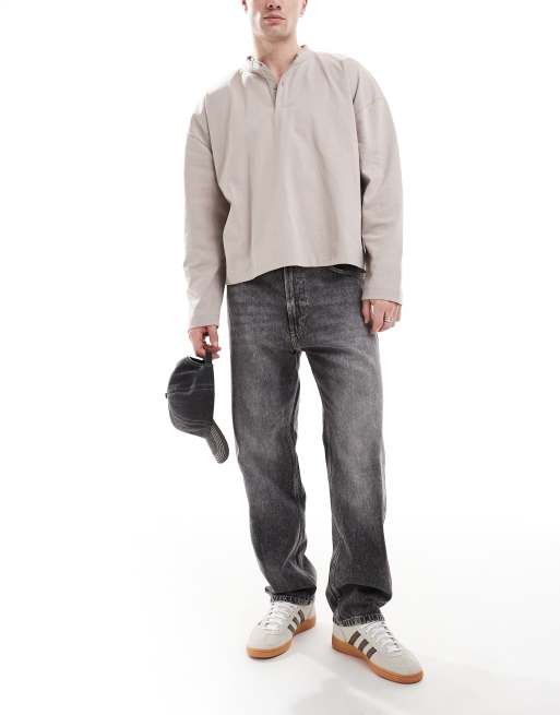 Bershka - Jeans dritti grigio slavato stile anni '90 