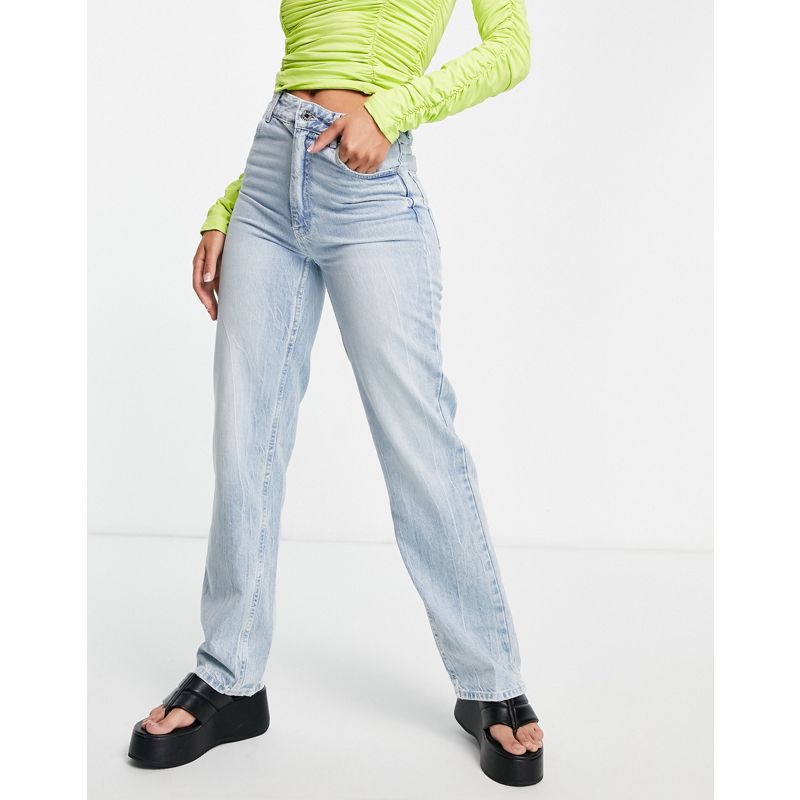 Donna Jeans con fondo ampio Bershka - Jeans dritti in cotone riciclato azzurri