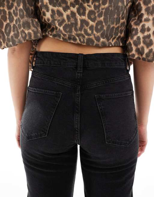 Bershka - Jeans dritti neri a vita alta, 5 di 5