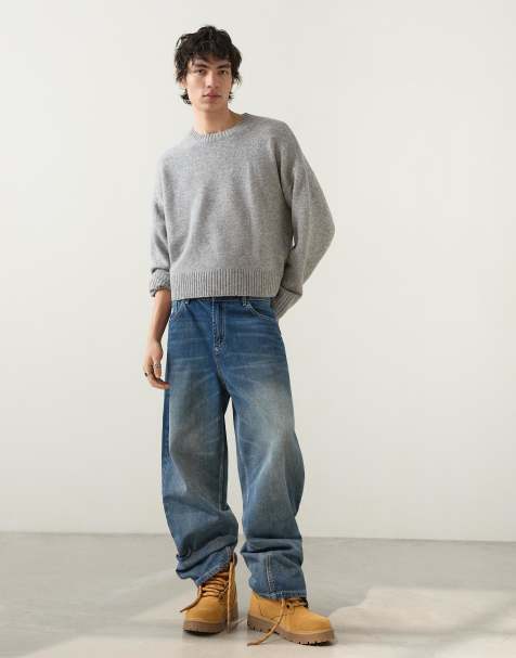 Bershka - Jeans extra larghi blu ricamati - view 1