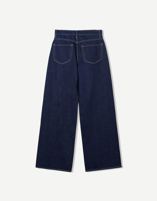 Bershka – Jeans in Blau mit weitem Bein, 4 von 4