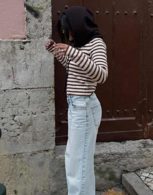 Bershka – Jeans in Hellblau mit weitem Bein, 2 von 4