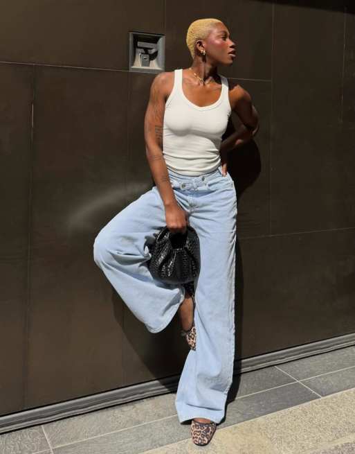 Bershka – Jeans in Hellblau mit weitem Bein, 3 von 6