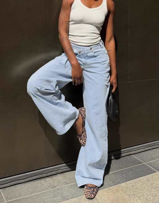 Bershka – Jeans in Hellblau mit weitem Bein, 4 von 6