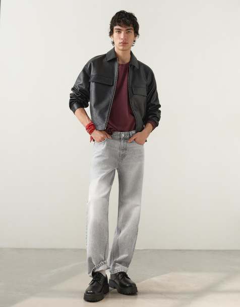 Bershka – Jeans in Hellgrau mit geradem Schnitt - view 1