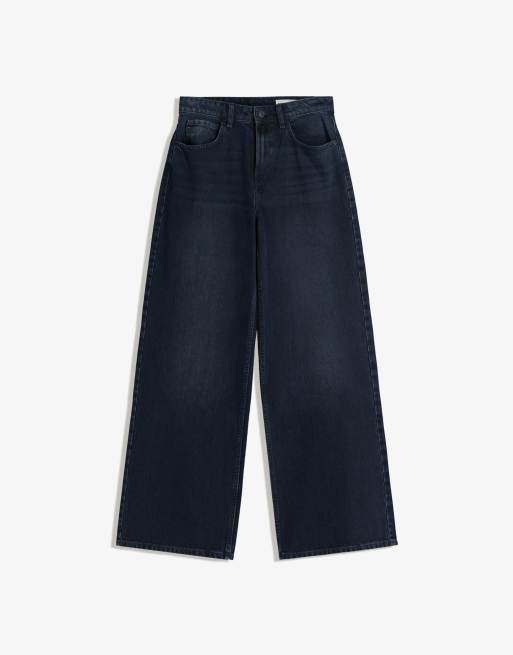 Bershka – Jeans in Marineblau mit weitem Bein, 2 von 4
