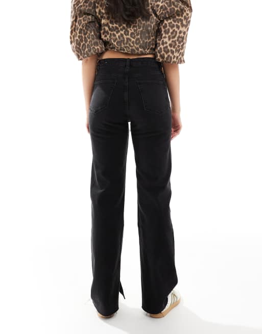 Bershka – Jeans in Schwarz mit geradem Bein und hohem Bund, 3 von 5