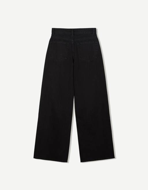 Bershka – Jeans in Schwarz mit weitem Bein, 3 von 4