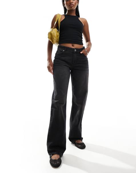 Bershka – Jeans in verwaschenem Schwarz mit geradem Schnitt - view 1