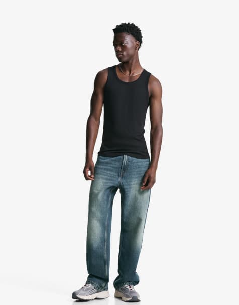 Bershka - Jeans larghi blu sporco - view 1