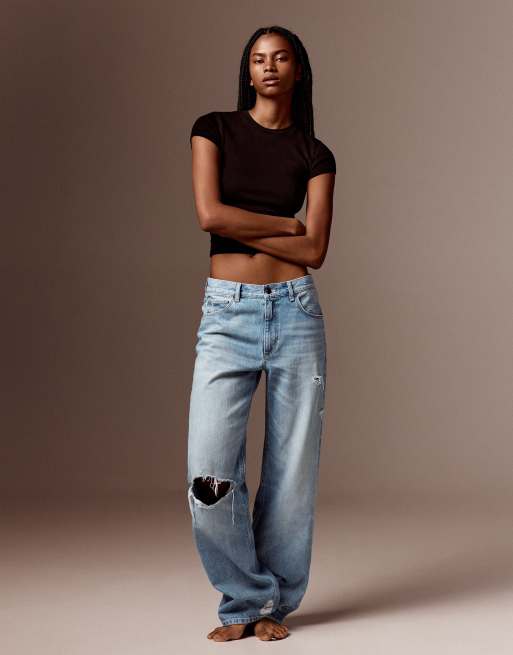 Bershka - Jeans larghi blu, 6 di 7
