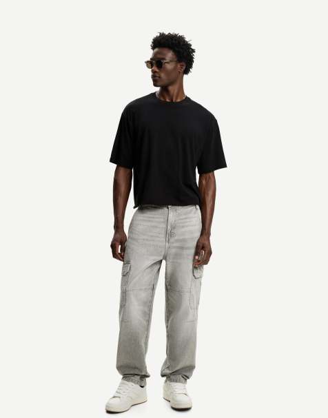 Bershka - Jeans larghi cargo grigi - view 1