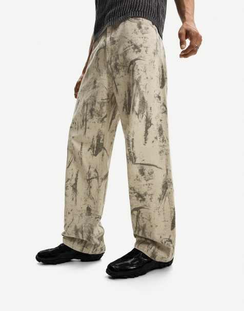 Bershka - Jeans larghi verdi con stampa - view 1