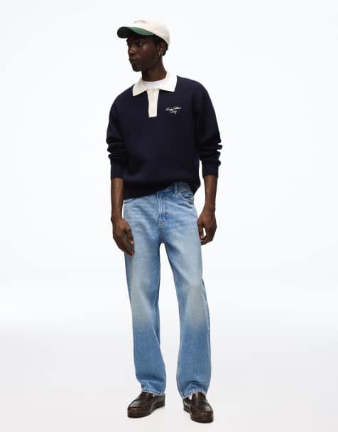 Bershka jeans med lige ben i denimblå - view 1