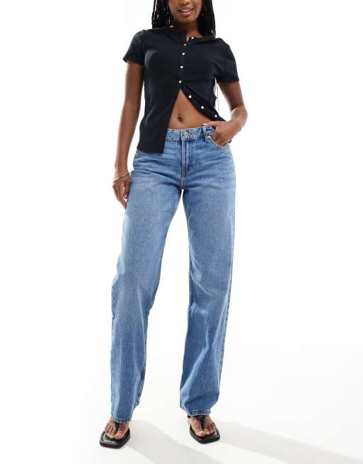 Bershka - Jeans med lige ben i mellemvask
