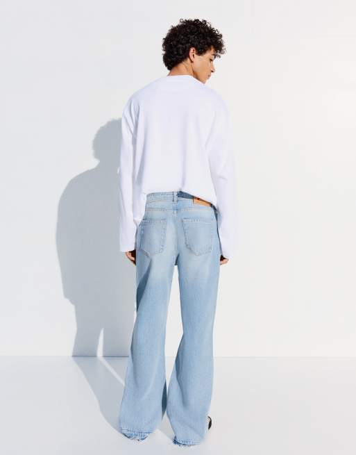 Bershka jeans med lige ben og svaj i mellemblå, 3 af 6