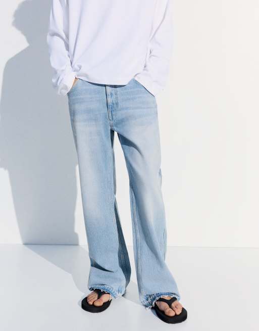 Bershka jeans med lige ben og svaj i mellemblå, 4 af 6