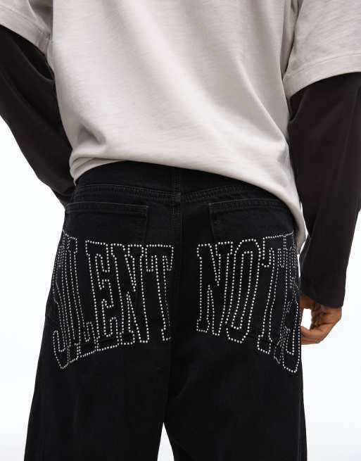 Bershka jeans med nitter i sort, 3 af 5