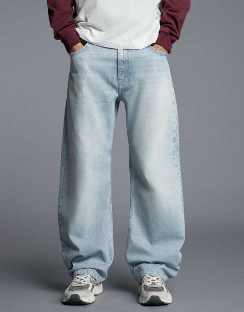 Bershka jeans med snoet barrel-ben i lyseblå - view 1
