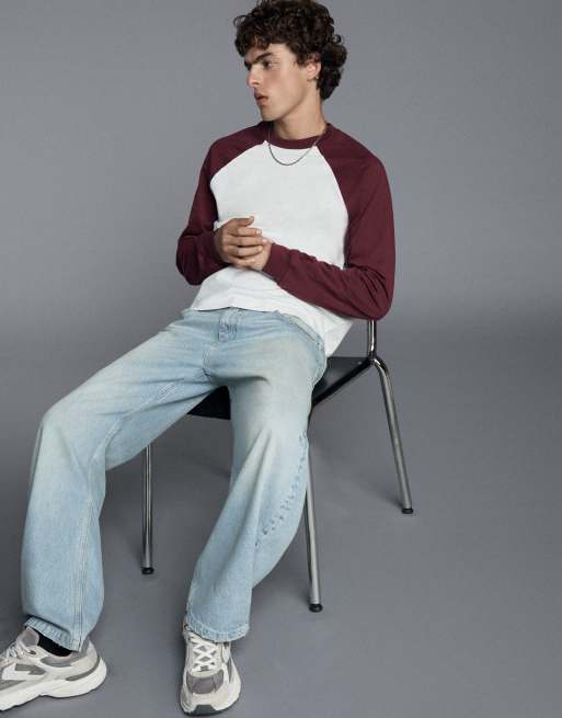 Bershka jeans med snoet barrel-ben i lyseblå, 5 af 6