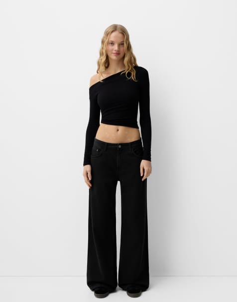 Bershka - Jeans med vide ben i sort - view 1
